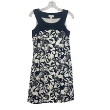 Ann Taylor Loft Floral Print Sleeveless Dress Size 4 Black White Knee Length