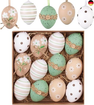 Valery Madelyn 12er Ostereier zum Aufhängen für Osterdeko,6cm Nature P