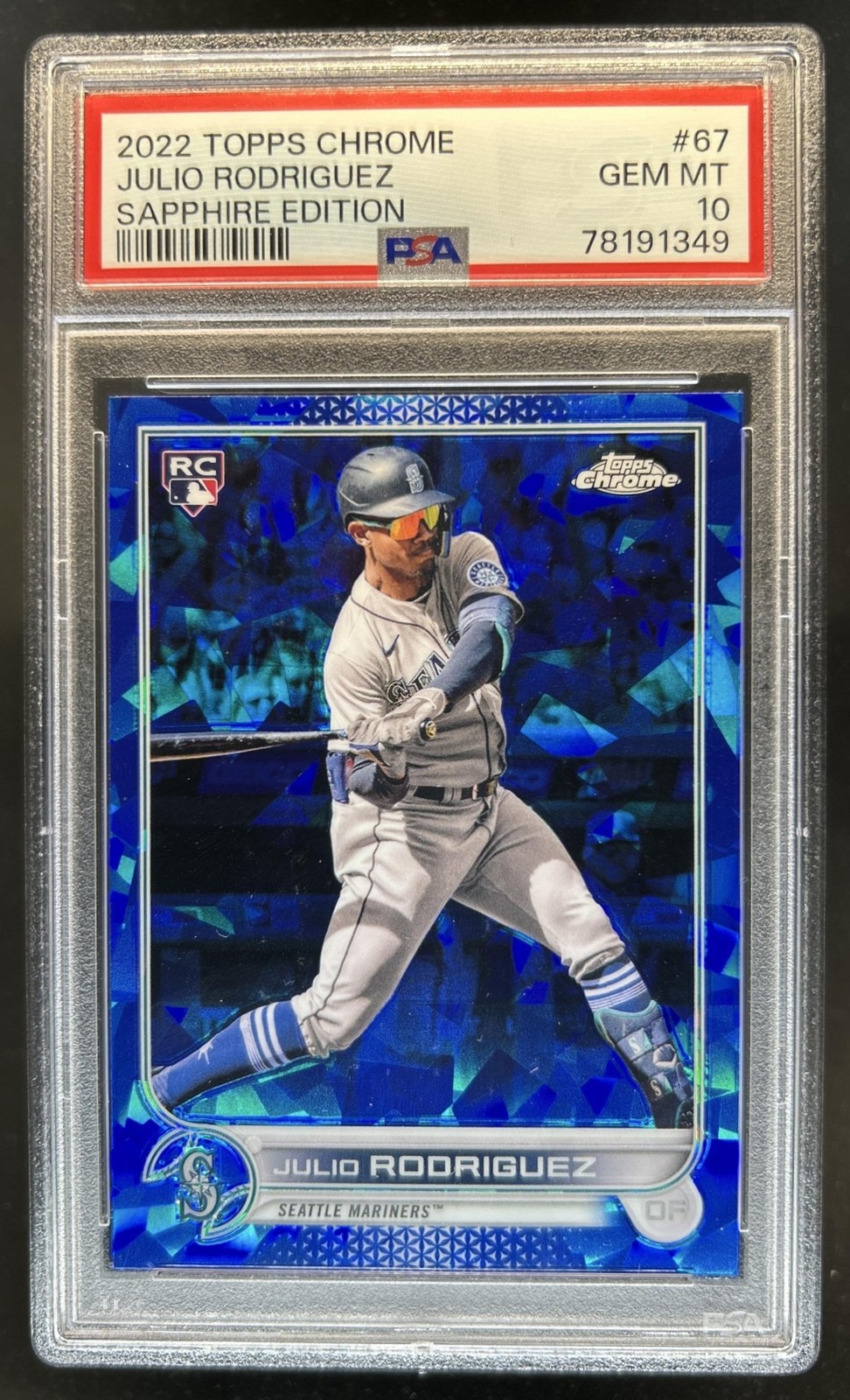 2022 Topps Chrome Sapphire Julio Rodriguez RC Rookie #67 Mariners PSA 10