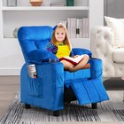 Kids Youth Recliner Chair Adjustabl Velvet Fabric Sofa w/Cup Holder &Side Pocket