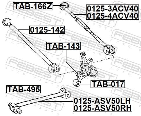 0125-ASV50RH LH RH TRACK CONTROL ARM PAIR REAR FEBEST 2PCS NEW OE REPLACEMENT - Picture 3 of 6