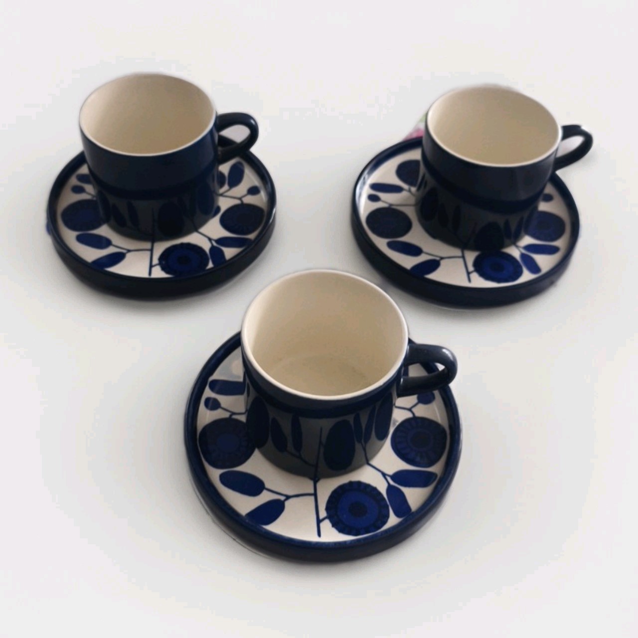 Topangebot Bundle Melitta Stockholm, 3x Tasse, 3x Untertasse, Kobaltblüte, Top!