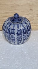Vintage Miniature Lidded Ginger Jar Blue and White Free P&P