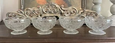 4 Vintage Depression Glass Jeanette Iris & Herringbone Footed Sherbert Bowls #2