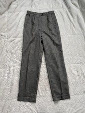 Vintage Women's Giorgio Sant' Angelo Wool Pleated Front Gray Plaid Pants Size 8