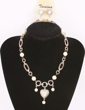 Silver Tone Heart Pendant Necklace Earring Set Fashion Costume Jewelry jxx1 New