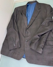 Oak Hill Blazer Jacket Sport Coat 2XL 50/52R Brown Plaid 2 Button Double Vent