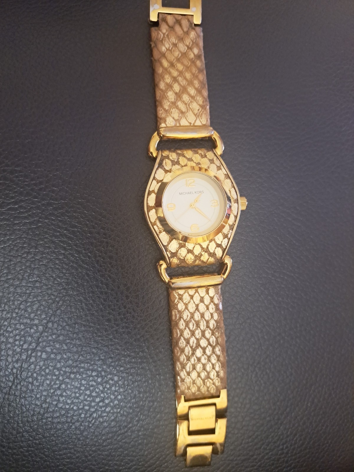 Womens Michael Kors GOLD PYTHON PATTERN LEATHER W… - image 1