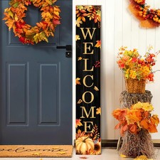 Fall Welcome Porch Sign, Pumpkin Signs for Front Porch, Maples Door Sign Yard...