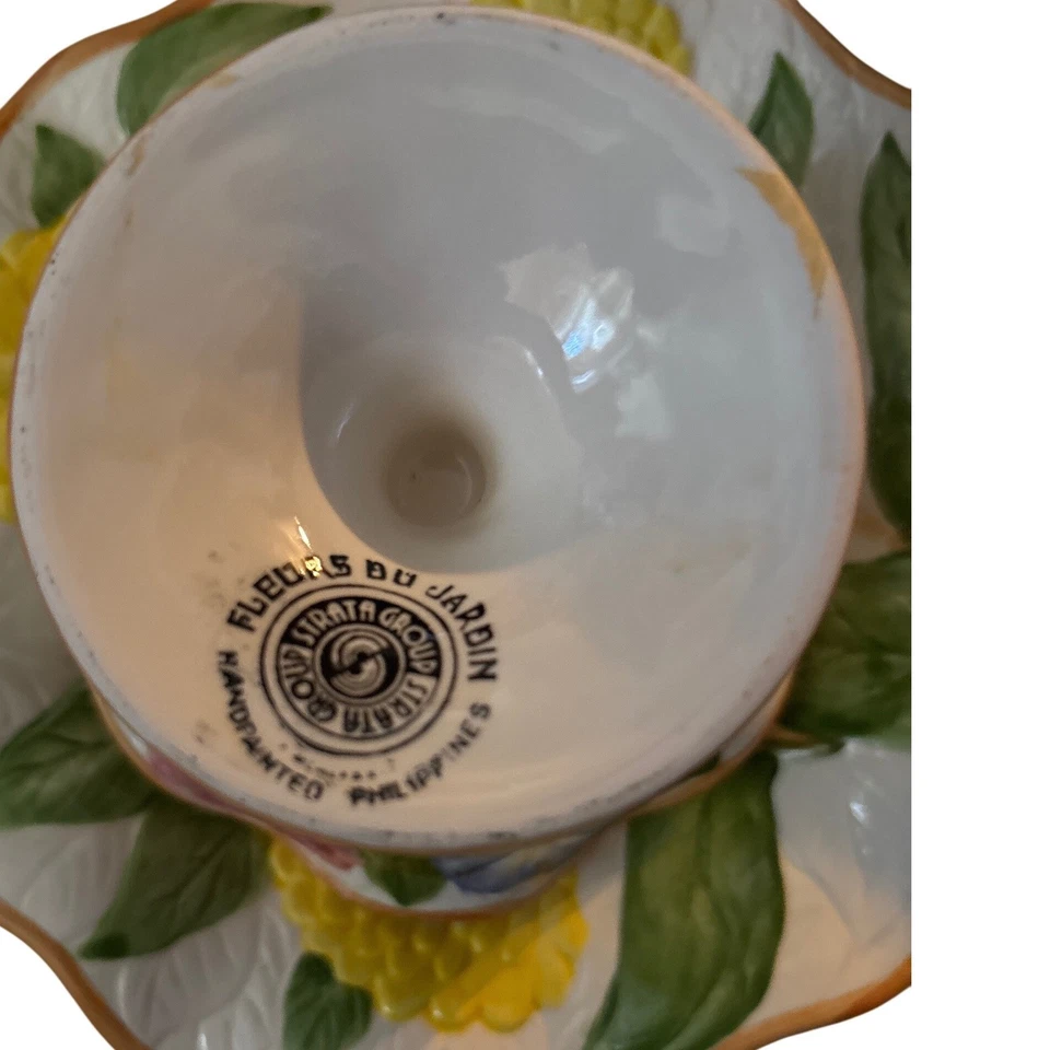 Handpainted Ceramic Lemon Blossom Mug and Saucer Set Philippines - Image 2 of 4