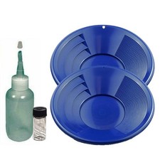 Sluice Monkey 2 12" Blue Gold Pan Panning Kit with 4oz Sniffer  Vial
