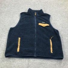 L.L. Bean Vest Mens XL Blue Sherpa Fleece Full Zip Pockets Hiking Outdoor