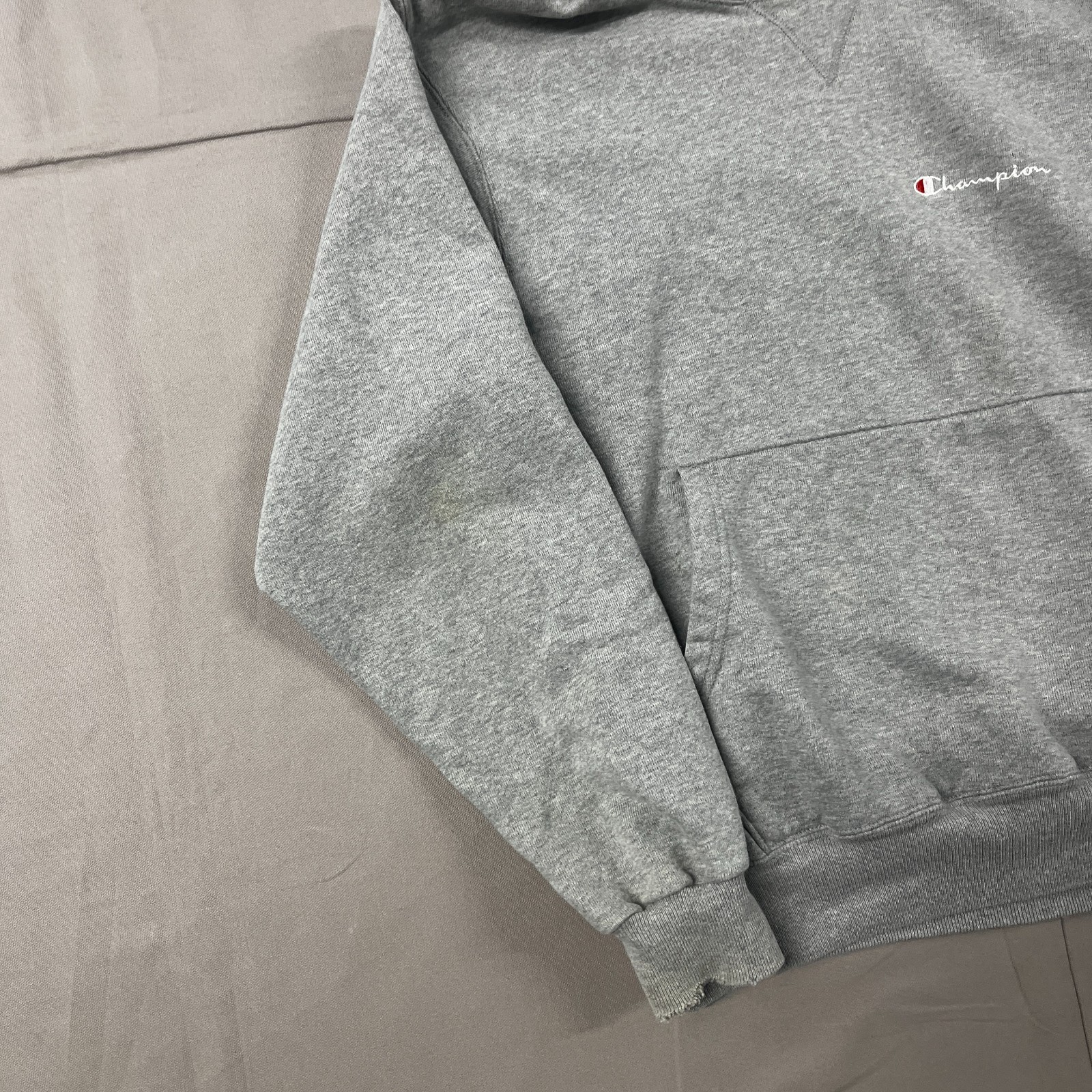 Vintage Champion Script Gray Pullover Hoodie Sz M - image 7