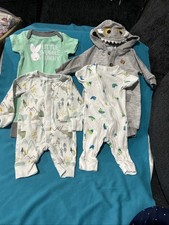 Lot Of 4 Baby Boy One Piece Rompers, Size NB, Preowned
