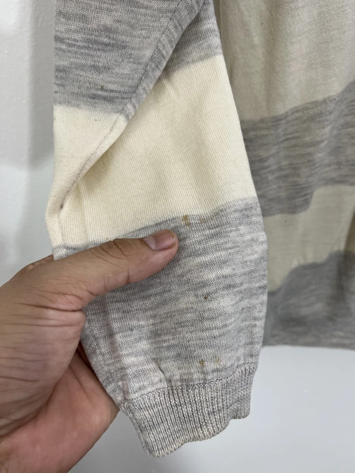 Cárdigan Suéter Academia Grandpa P Pequeña Lana Cachemira Cabaña Costa Rayas Foto 3 de 4