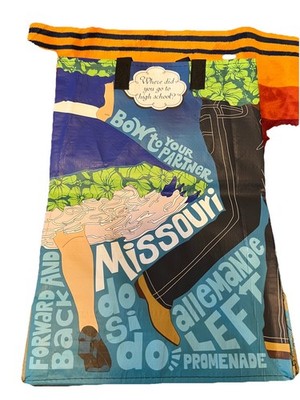 Trader Joe's Reusable Shopping Bag Missouri Multicolor Foldable All-Over Pattern