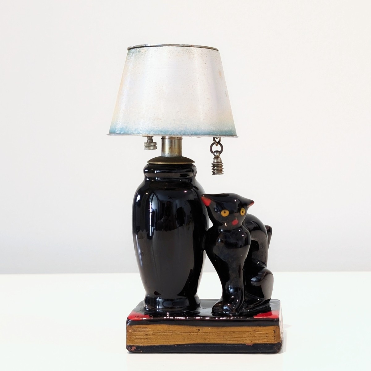 Vintage 1950s Black Cat Ceramic Lamp Table Lighter – Japan Retro