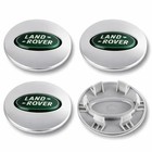 Land Rover Set of 4 Land Rover Wheel Center Caps Silver with Green Logo