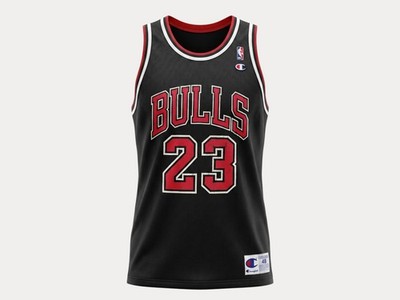 Champion Chicago Bulls #23 Trikot Größe 48 Black Mesh Vintage 90s NBA Made...