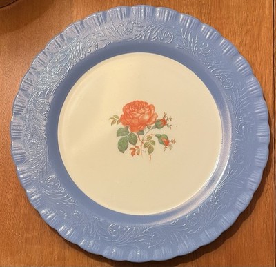 MacBeth-Evans Chinex Classic Blue Dinner Plate 12  Vintage - UV REACTIVE!