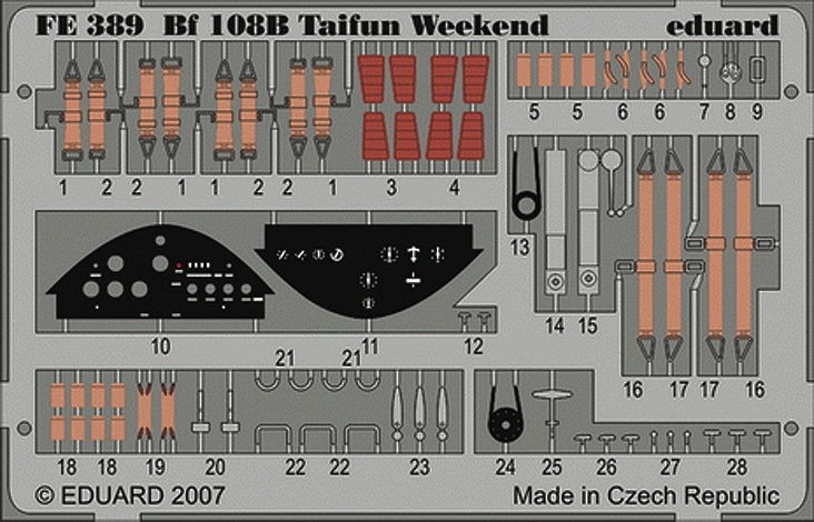 Eduard Accessories FE389 - 1:48 Bf 108B Taifun Weekend For Eduard Kit - Etched