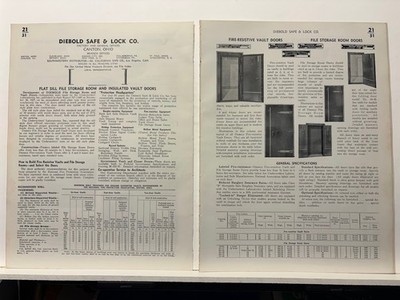 Vtg Bank Safe Vault Catalog Pages 1940 Mosler Diebold York Bankers Alarms