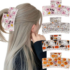 4 Pcs Halloween Hair Clips Cute Ghost Hair Claw Clips Evil Pumpkin Bat Fashion A