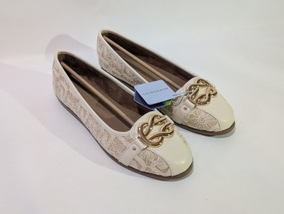 Women's Aerosoles Big Bet Lace Ballet Flats Natural/White Raffia Size 10W