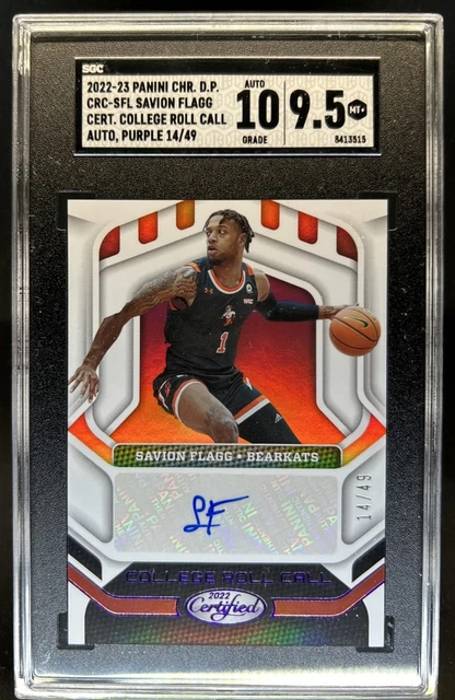 2022-23 Chronicles Draft Savion Flagg College Roll Call Auto Purple #/49 SGC 9.5