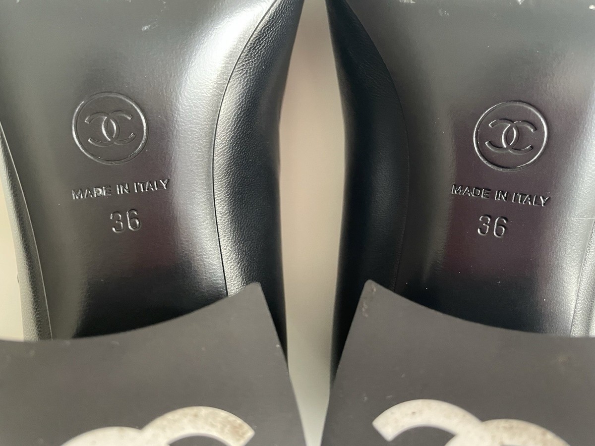 $1425 CHANEL MARY JANE BALLET PUMP HEEL SHOE BLACK SILVER