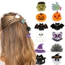 12 Pcs Halloween Hair Claw Clips Pumpkin Ghost Bat Design Hair Claws