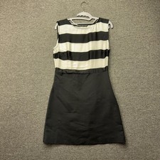 Zara Basic Dress Womens Medium Black Stripe Sleeveless Sheath Lined Stretch