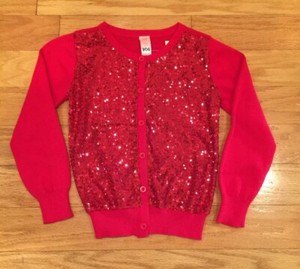 red sequin cardigan