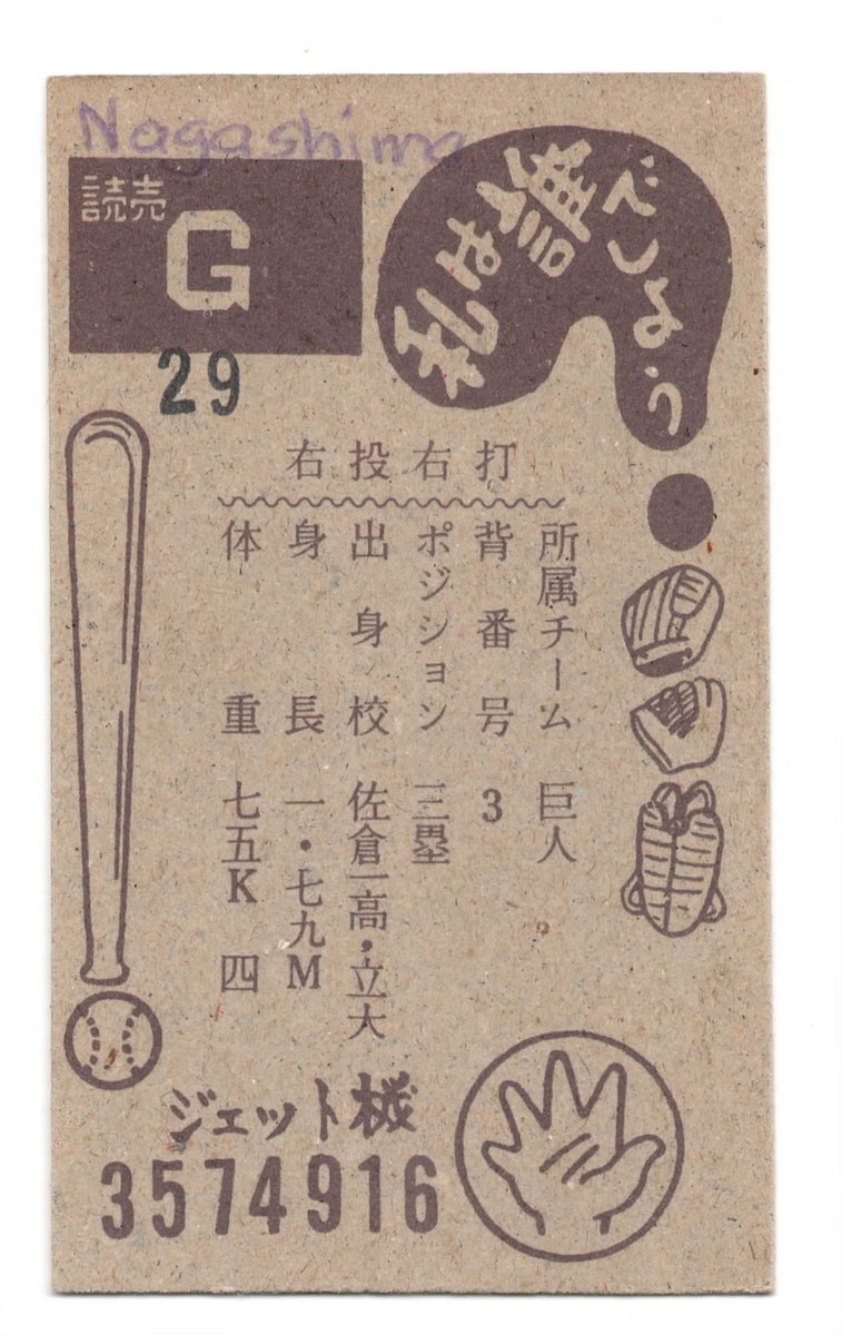 【PSA5】1960年 長嶋茂雄メンコ/JRM38NAGASHIMA-41/4\" m97310878795_1.jpg?1688465304