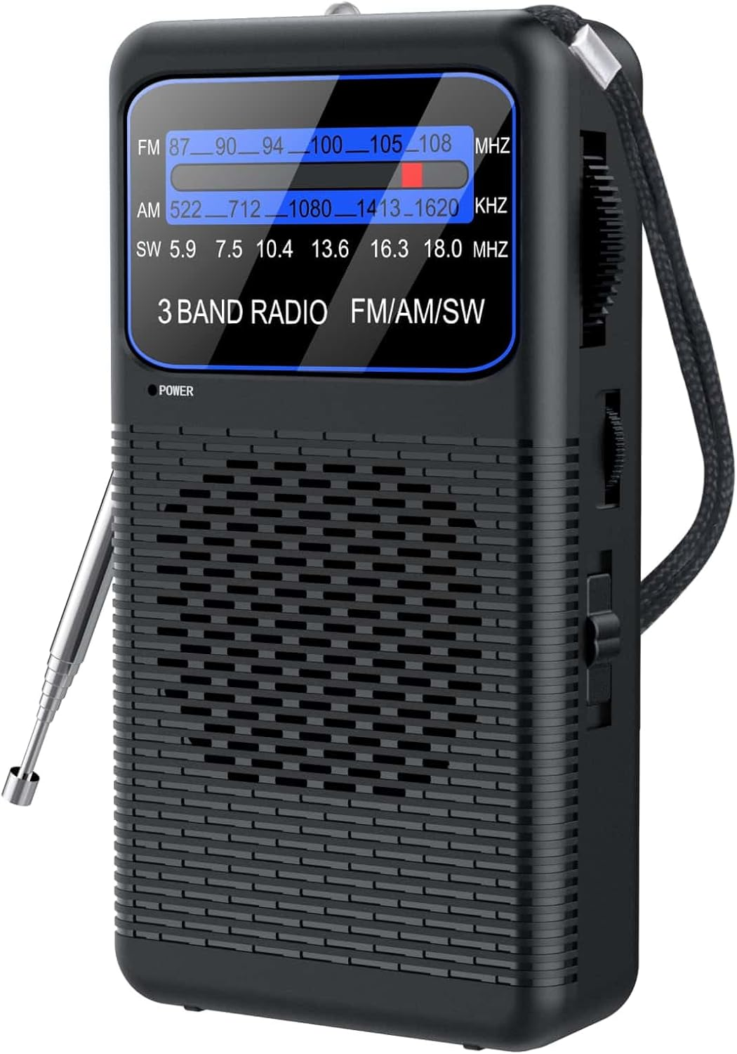 3 Band Portable AM FM SW Pocket Radio with Shortwave Battery Operated