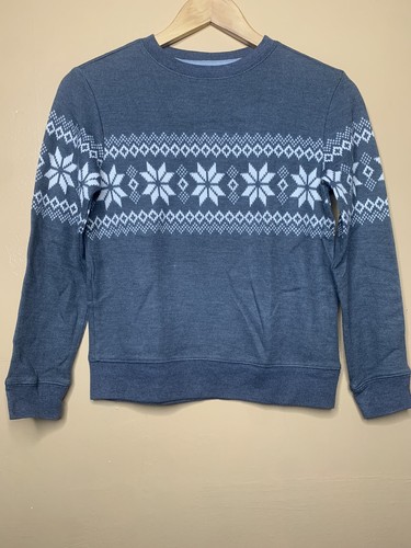 Old Navy Boy's Size Medium Sweater Tight Knit Crew Neck Gray White Long Sleeve - Picture 3 of 14
