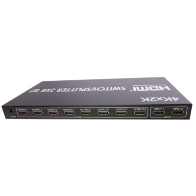 2X8 HDMI 3D True Matrix Switch Splitter 2 In 8 Out Mirror Display W/ Remote 4K