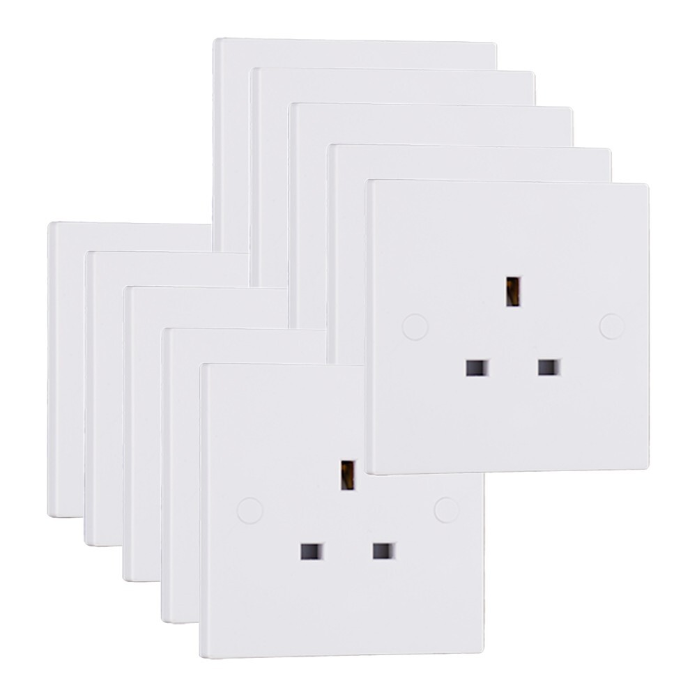 Contactum Unswitched Socket 13A 1 Gang White RET2345 Pack of 10