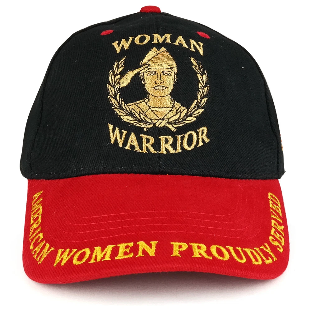 Woman Warrior USA Flag Embroidered Structured Cotton Twill Baseball Cap
