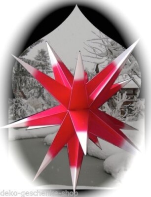 65 cm 3D Auenstern Rot / Wei Adventsstern Weihnachtsstern + 4m Kabel  96182 | eBay.de