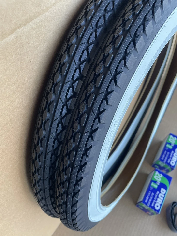 Neumáticos de pared para bicicleta 20" x 2,125 negros/blancos tubos DURO Fat BMX Cruiser Diamond Foto 3 de 4