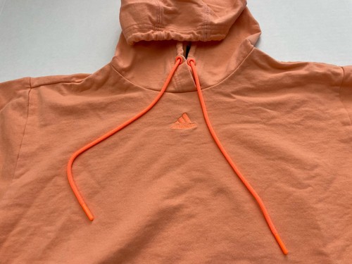 Adidas Cropped Sweatshirt Small Orange Women's Long Sleeve Hoodie H60357 0V9001 - Picture 2 of 3
