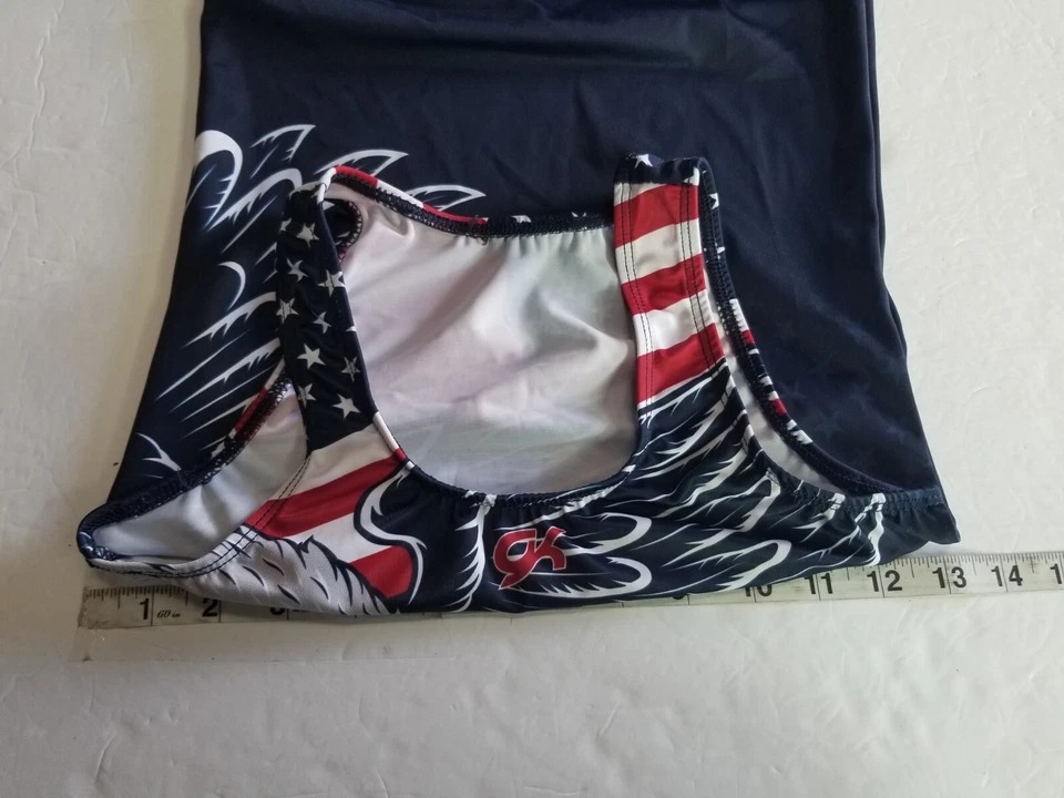 GK ELITE Gymnastics Leotard SINGLET Olympic USA Boys EAGLE Flag CLX - Image 3 of 4