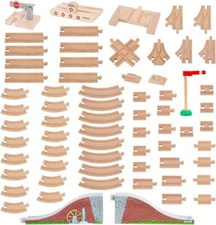 68Pc Wooden Train Tracks Lot Railway Pieces Set Play for Thomas The Train Brio