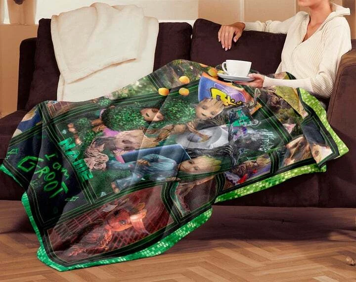 Personalized I Am Groot Fleece Blanket with Custom Name