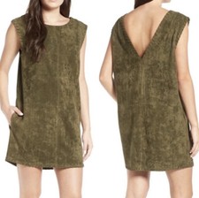 ASTR The Label Faux Suede Shift Olive Dress