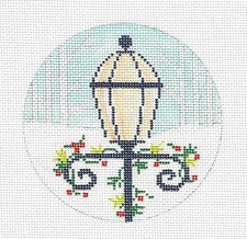 Christmas Lamp Post handpainted Needlepoint Canvas Ornament by Alice Peterson