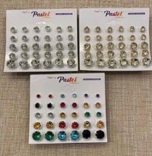 Lot of 45 Pairs Rhinestone Stud Earrings