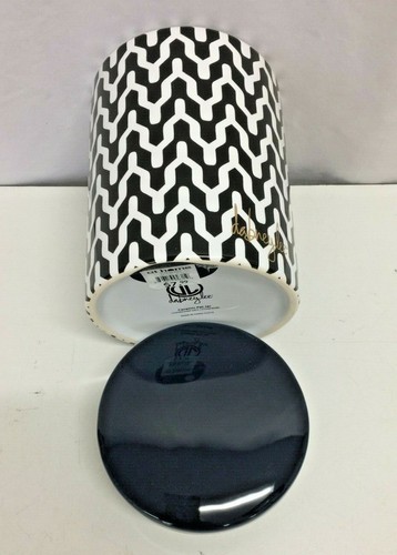 Dabraylee Ceramic Pet Treat /Candy Jar in Moroccan Black w/ Navy Lid 6" x 5" - Picture 7 of 9