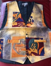 Herren Freizeit Weste XL, „Safari“,  Braun-Gelb-Rost-d rot-grün